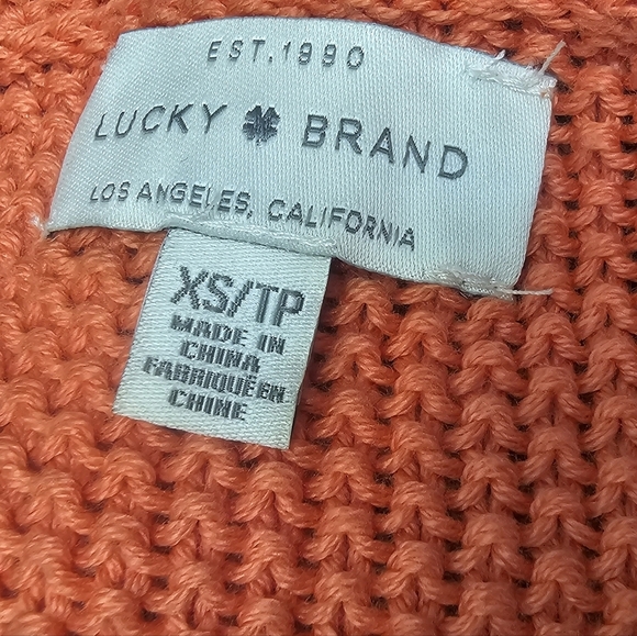 Lucky Brand Coral Orange v-neck knit Size XS - Picture 2 of 2